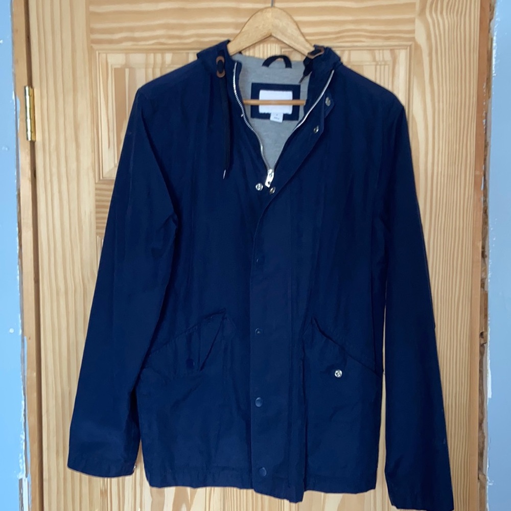 Blue raincoat jacket